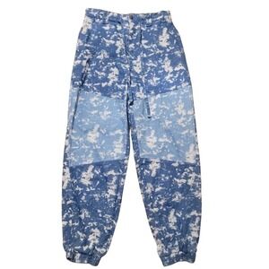 Kaylee Kollection Womens Denim Bleach Splash Jogger Sz Med 90s Y2K Cotton